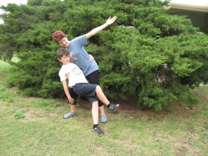 The kids' graceful ballroom dancing at a rest area en route to Ohio