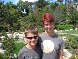 Japanese Garden - I didn't notice the spot near Laurel's head until I uploaded the photos from my camera and realized there was dirt on the lens.  Either that or a dark cloud follows us wherever we go.  :-)