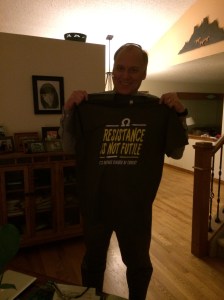 I gave this shirt to my brother-in-law Ray, an electrical engineer.  It says, "Resistance is not futile.  It's voltage divided by current."  I'm pretty sure this is going to be a grass-cutting shirt for him. :-)