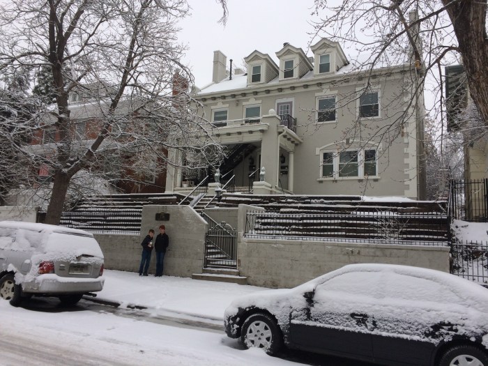 Our Denver house!  We're staying in one of four apartments that this huge, old house has been turned into.  Ours is on the second floor and has a large deck in the back off the bedroom.  We're so happy to see snow, to not be in a basement apartment anymore sleeping with our heads two feet from the street, and just to be back in Colorado.  Yay!