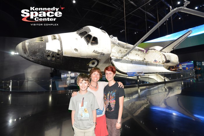 In front of the green screen, but we really did see the Atlantis!  :-)