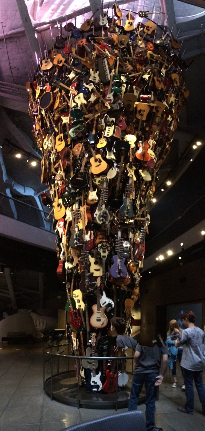 When I use the panorama function on my iPhone camera, moving objects get warped.  Charlie was the moving object in this case.