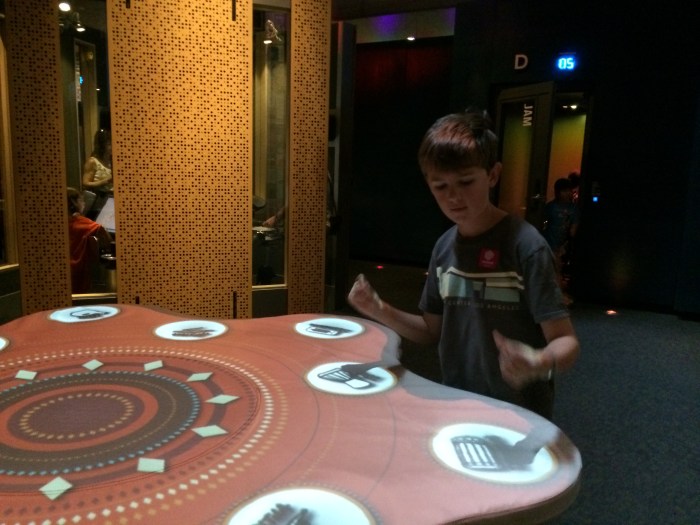 Charlie snapped and drummed in the Sound Lab at EMP.  He's very proud of himself for his newly developed snapping skills.