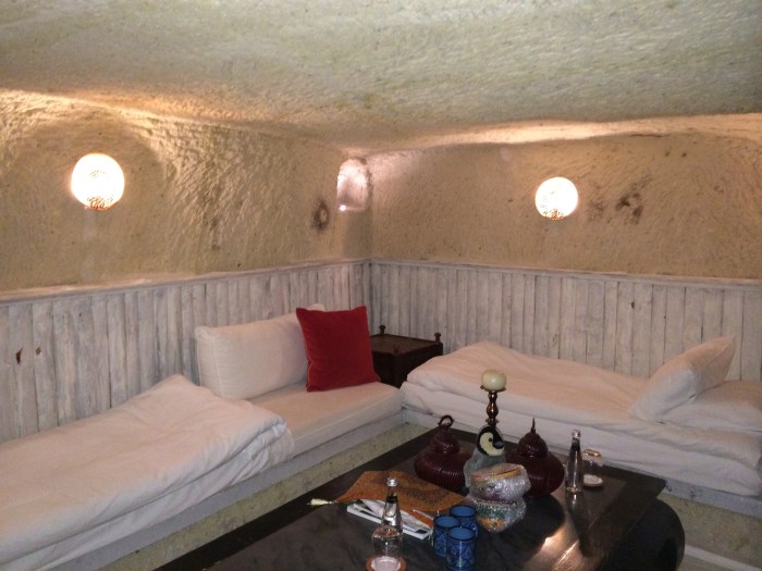 The living room of our cave suite