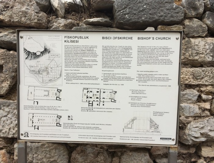 This sign describes the Byzantine changes to Dionysus' Temple.  As I was reading it again, I saw the word "narthex" which reminded me of what Tuğrul told us last week.  Narthex is a plant that we saw growing near the ruins at Ephesus.  He said it was used for lighting in ancient times.  Even when the fire is seemingly extinguished, the fire will burn again days later if you blow on the plant a couple times.  Because these plants were eventually used to light churches, a church's entryway is called the narthex.