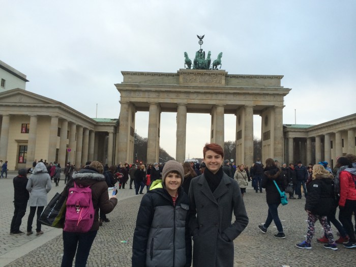 The Brandenburg Gate - There's a big, beautiful Christmas tree there, but I somehow didn't get it in the photo with the kids.