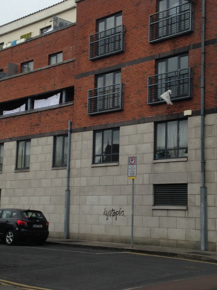 One of several examples of graffiti which Laurel photographed today on the kind-of-gritty, north-of-the-Liffey side of Dublin where Glasnevin Cemetery is