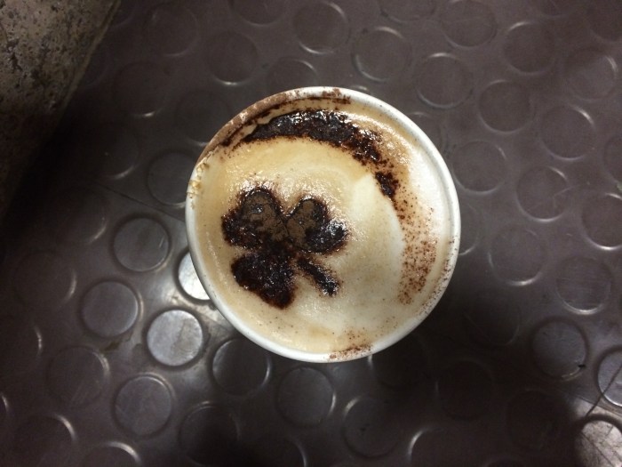 "Trinity coffee" from the college cafe includes Bailey's Irish cream and cocoa and I don't remember what all, but it was good!