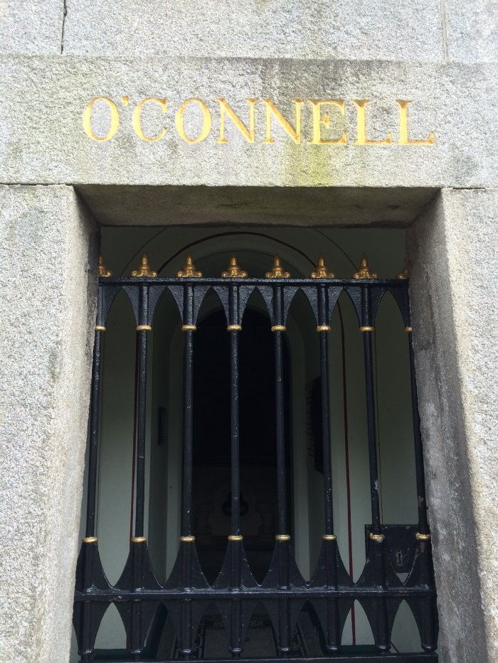 Daniel O'Connell has an enormous and beautiful tomb and tower and landscaping.  We learned a lot about him, but now in my mind some colorful details are crowding out the substantive details of Daragh's monologue.  Essentially though he started Glasnevin Cemetery  because the English Penal Laws prohibited the Catholics from having any kind of public ceremony when burying their dead.  O'Connell, an attorney (who received his early education in France because of the laws against Catholics being educated in Ireland) wanted both Protestants and Catholics to be able to have dignified burials.  Frederick Douglass, the American abolitionist, sailed to Ireland in 1845 and met with O'Connell.  From the website Irishamerica.com: Today, O’Connell is largely remembered for winning Catholic Emancipation (the right of Catholics to sit in parliament) and for agitating to achieve independence for Ireland. But for Douglass, and thousands of other abolitionists throughout the world, O’Connell was known for his outspoken statements condemning slavery. By 1845, the Irishman was the most influential and outspoken critic of slavery in the world. It was natural that Douglass should want to hear O’Connell speak.