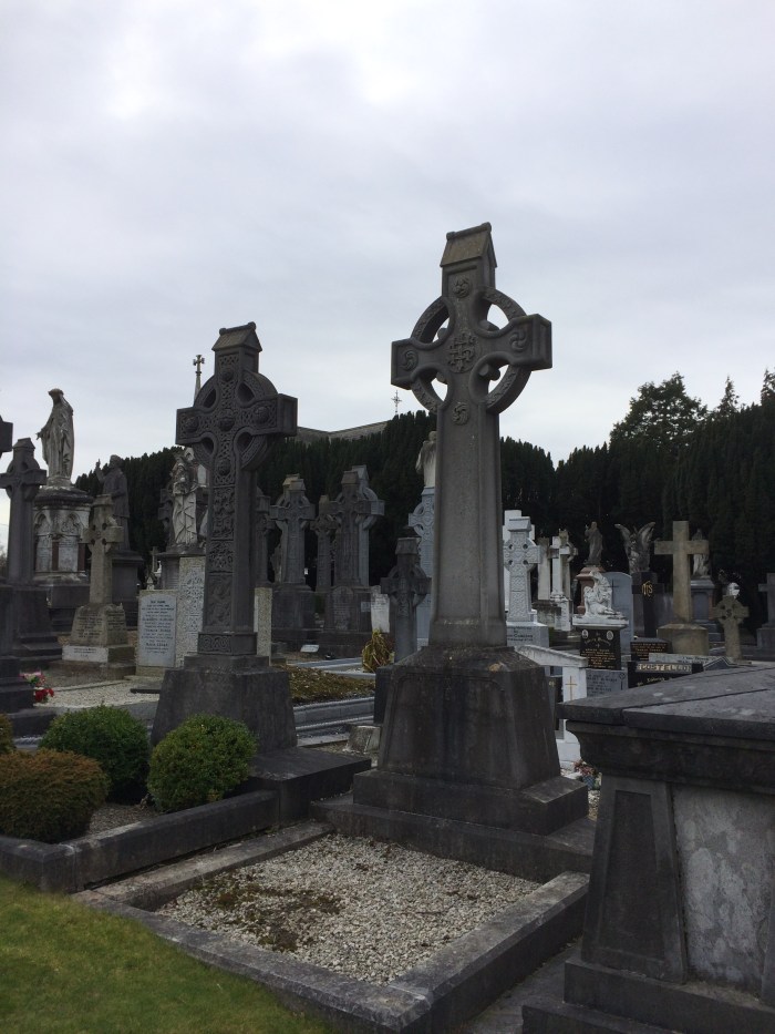 The Celtic cross combines the Christian cross with the sun which the ancient Irish worshipped.  On top of these two is a roof, symbolizing a church that accommodates them both.