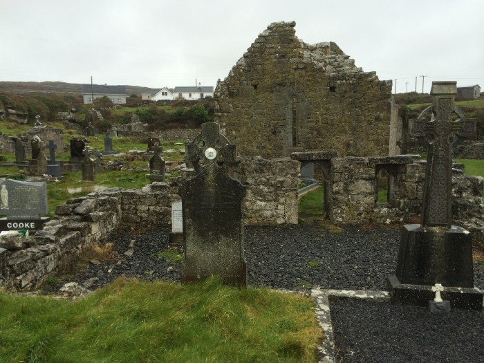 A cemetery on Inishmoor - the ancient-looking tombs are from the 20th century (but the building/ruin is much older). 